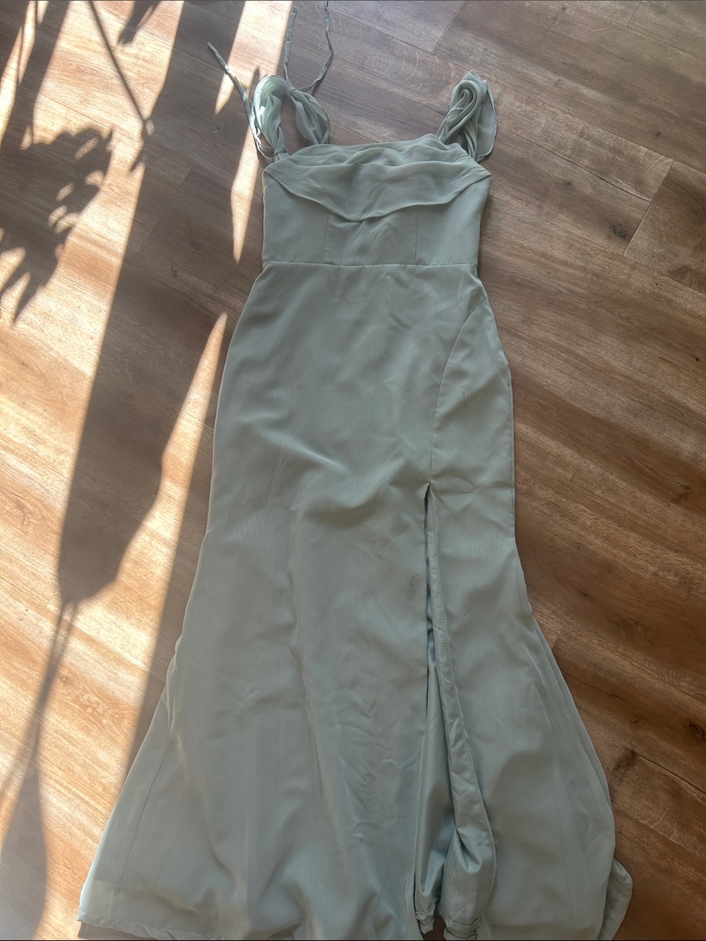 Azazie Sage Green Maxi Dress with Side Slit